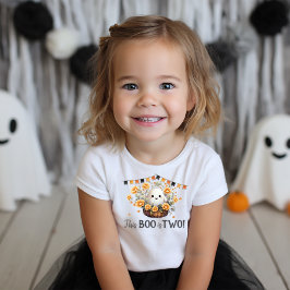 Camiseta Infantil Este Boo é um Aniversário de Fantasma Dois Cute
