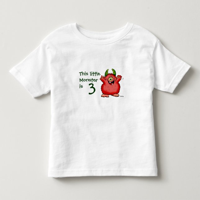 Camiseta Infantil Este pequeno monstro é 3 (Frente)