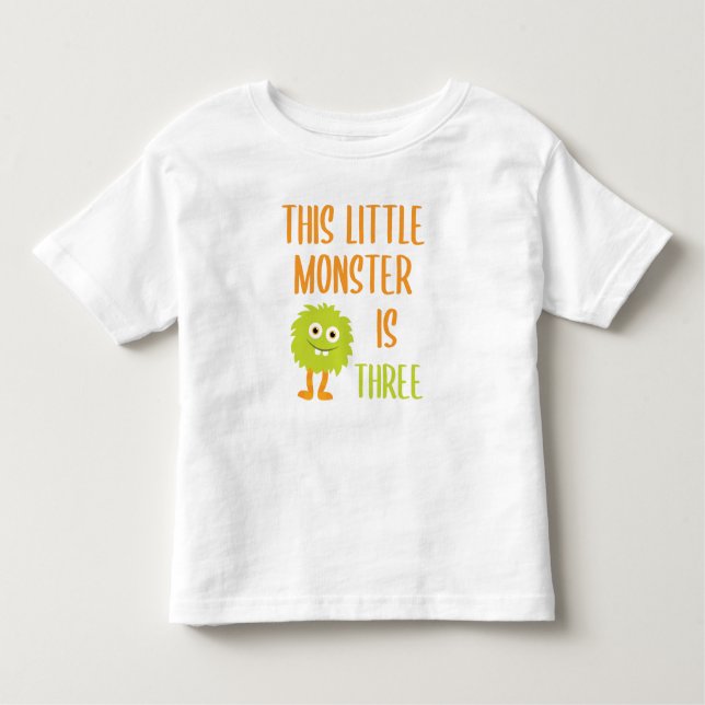 Camiseta Infantil Este pequeno monstro é três // aniversário bonito (Frente)