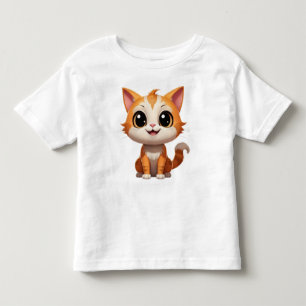 Camiseta Infantil Estilo de Cartoon de Gato Laranja Bonito - 89738