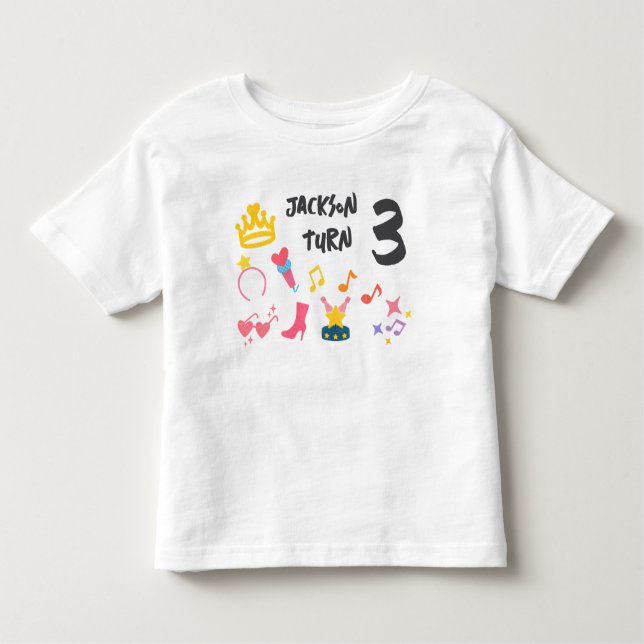 Camiseta Infantil Estilo de Giz de Cera Editável – Aniversário da Di (Frente)
