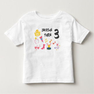 Camiseta Infantil Estilo de Giz de Cera Editável – Aniversário de Po