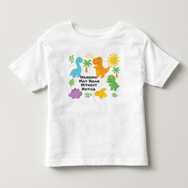 Camiseta Infantil Estilo de Giz Editável – Dinossauro Roarsome (Frente)