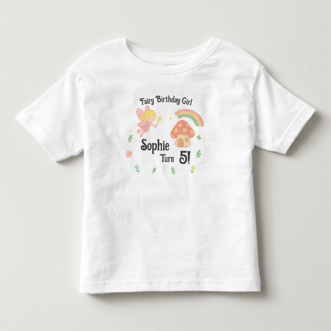 Camiseta Infantil Estilo de Giz Editável – Floresta de Cogumelos de  (Frente)