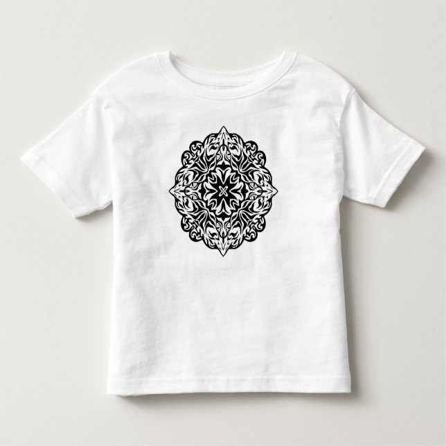 Camiseta Infantil Estilo polinésio abstrato tatto mandala preto (Frente)