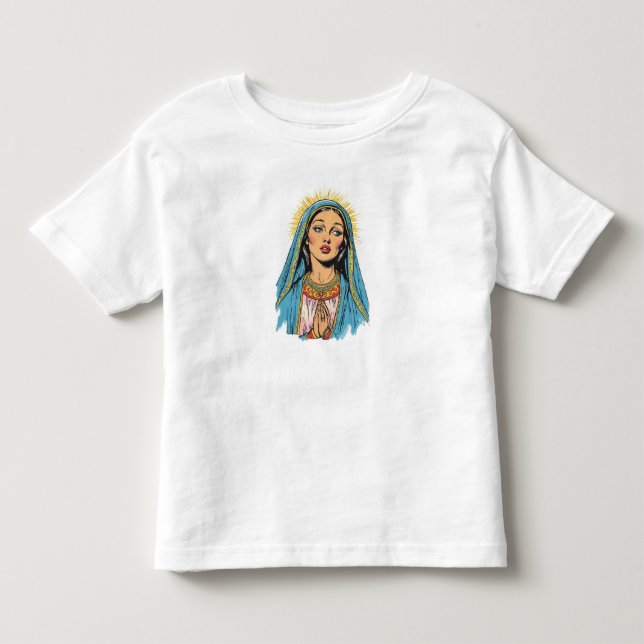Camiseta Infantil Estilo Retrô Virgem Maria (Frente)