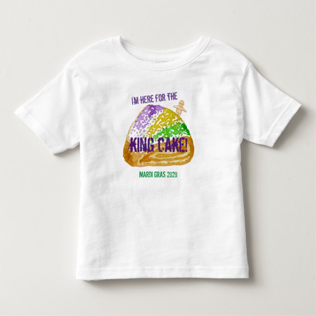 Camiseta Infantil Estou aqui pelo Bolo Rei! Mardi Gras 2020 (Frente)