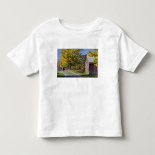 Camiseta Infantil Estrada ao lado de celeiro rural clássico/fazenda
