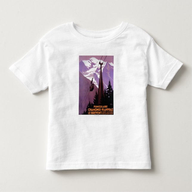 Camiseta Infantil Estrada de ferro de funicular a Brevent Mt. (Frente)