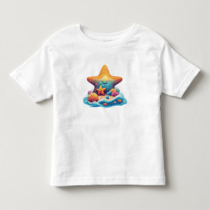 Camiseta Infantil Estrela-do-mar de desenho animado sorridente na pr
