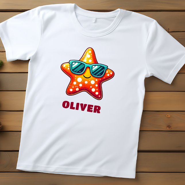 Camiseta Infantil Estrela-do-Mar Fofa com Óculos de Sol (Criador carregado)