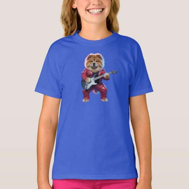 Camiseta Infantil Estrela do Rock Chow Chow Fofa (Frente)