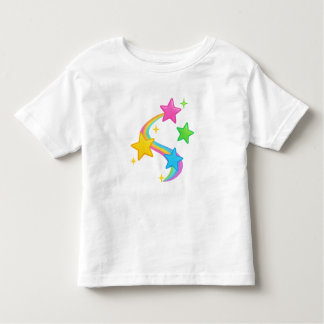 Camiseta Infantil Estrelas Brilhantes do Arco-Íris com Trilha Brilha