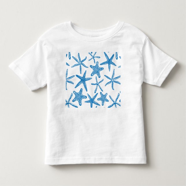 Camiseta Infantil Estrelas do mar em azul (Frente)
