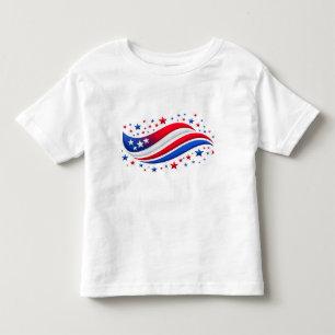 Camiseta Infantil Estrelas e Ondas Vermelhas Brancas e Azuis – Camis