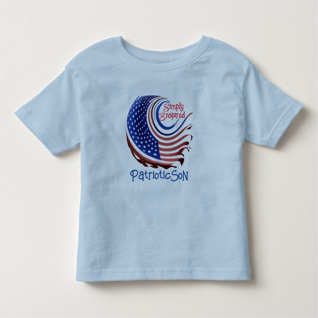 Camiseta Infantil Estrelas e Stripes "Patriot Son" simplesmente entu (Frente)