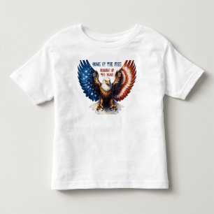 Camiseta Infantil Estrelas e tiras vibrantes e águias calvas e diafr