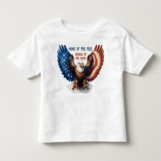 Camiseta Infantil Estrelas e tiras vibrantes e águias calvas e diafr (Frente)