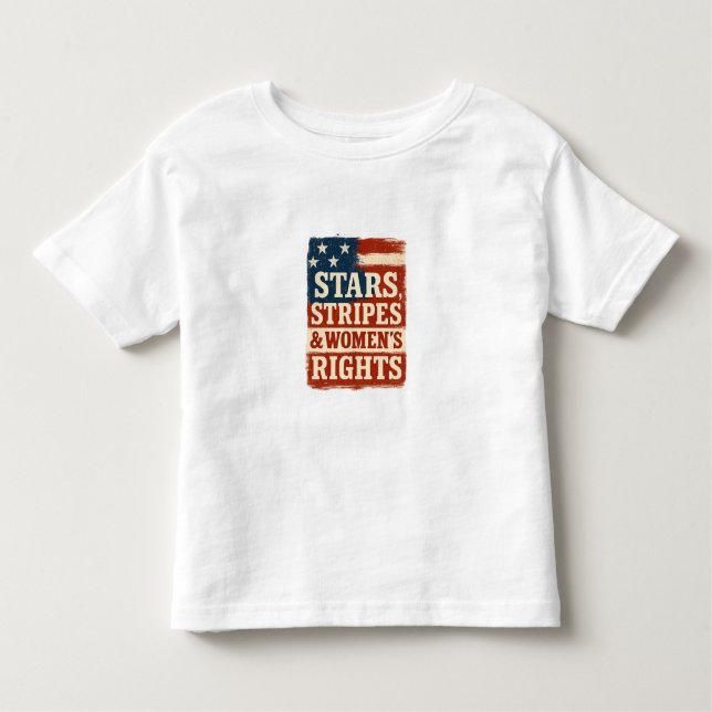Camiseta Infantil Estrelas, Stripes e Direitos das Mulheres Vergam (Frente)
