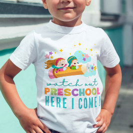 Camiseta Infantil Estudante de pré-escola do 1º dia de diversão esco