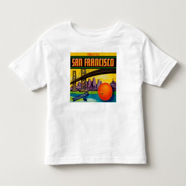Camiseta Infantil Etiqueta alaranjada de San Francisco (Frente)