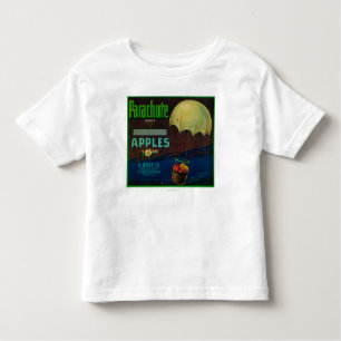 Camiseta Infantil Etiqueta da caixa de Apple do pára-quedas