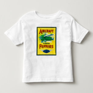 Camiseta Infantil Etiqueta da pimenta dos aviões