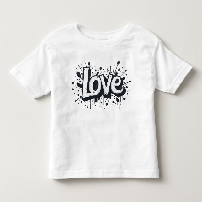 Camiseta Infantil Etiqueta de amor monocromática (Frente)