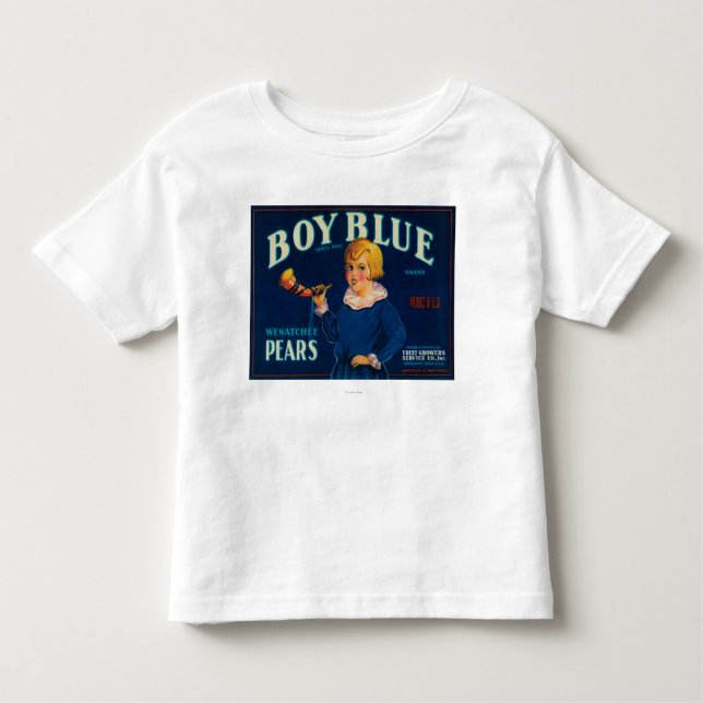 Camiseta Infantil Etiqueta de Taxa de Perto Azul (Frente)
