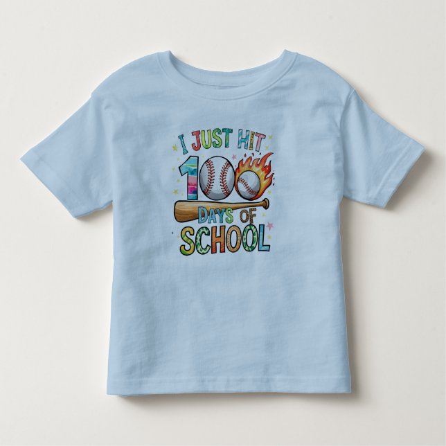 Camiseta Infantil Eu Acabei De Atingir 100 Dias De Baseball Escolar  (Frente)