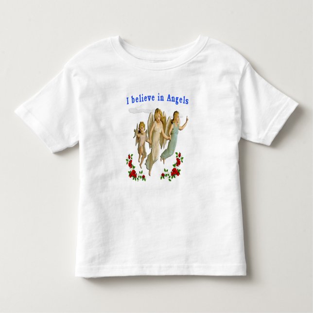 Camiseta Infantil Eu acredito em roupas de anjos (Frente)