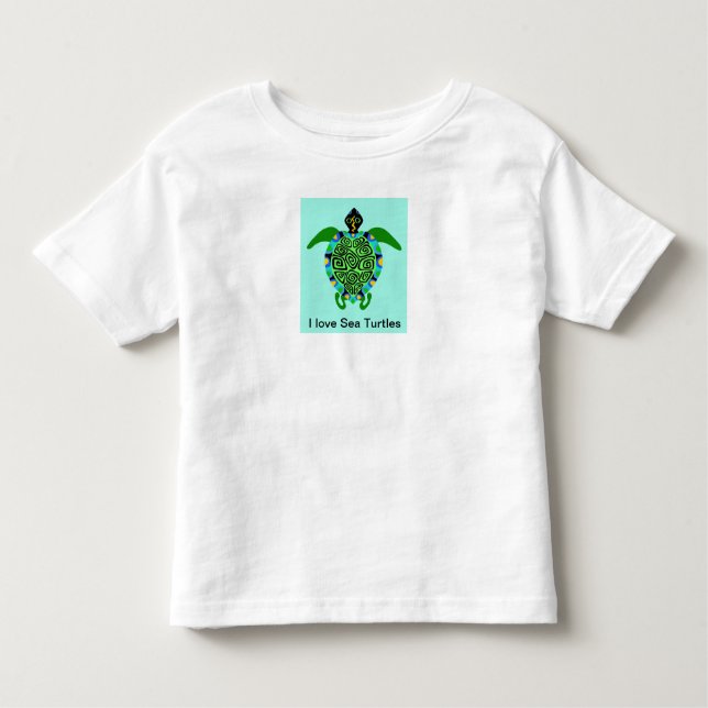 Camiseta Infantil Eu adoro as TARTARUGAS DO Mar - Amante de os anima (Frente)