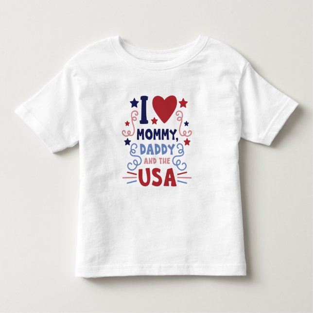 Camiseta Infantil Eu Adoro Pai De Mamãe E Os EUA (Frente)