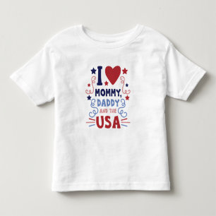 Camiseta Infantil Eu Amo a Mamãe, o Papai e os EUA