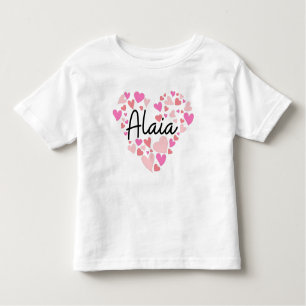 Camiseta Infantil Eu amo Alaia - corações para Alaia