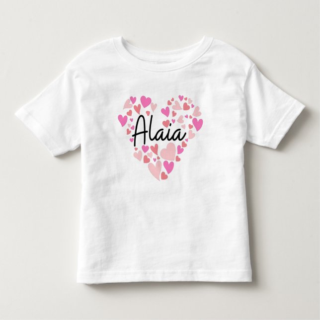 Camiseta Infantil Eu amo Alaia - corações para Alaia (Frente)