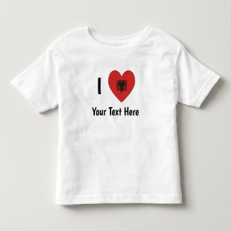 Camiseta Infantil EU AMO (Bandeira Albanesa em Coração) Personalizad