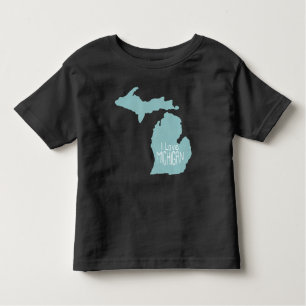 Camiseta Infantil Eu amo Cinzas Azuis de Michigan