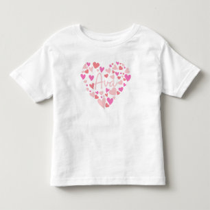 Camiseta Infantil Eu amo corações de Ava em rosa