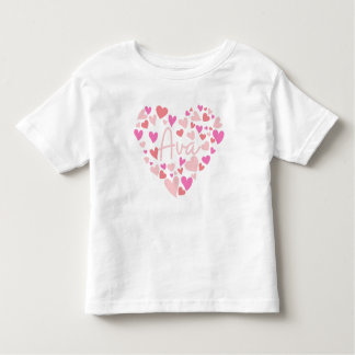 Camiseta Infantil Eu amo corações de Ava em rosa