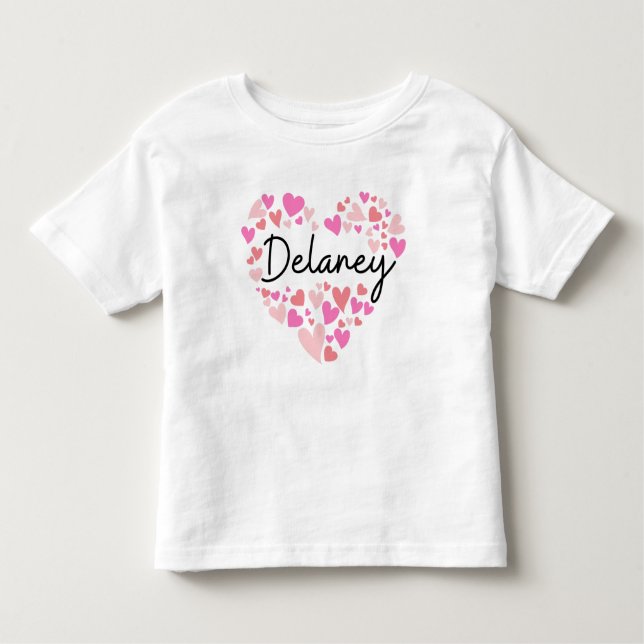 Camiseta Infantil Eu amo Delaney - corações para Delaney (Frente)