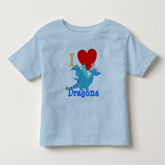 Camiseta Infantil Eu amo desenhos animados azuis do dragão dos