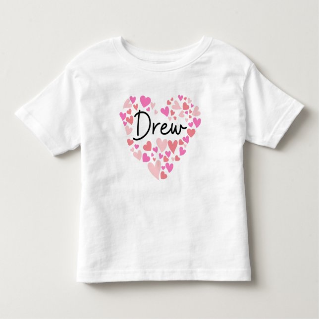 Camiseta Infantil Eu amo Drew - corações para Drew (Frente)
