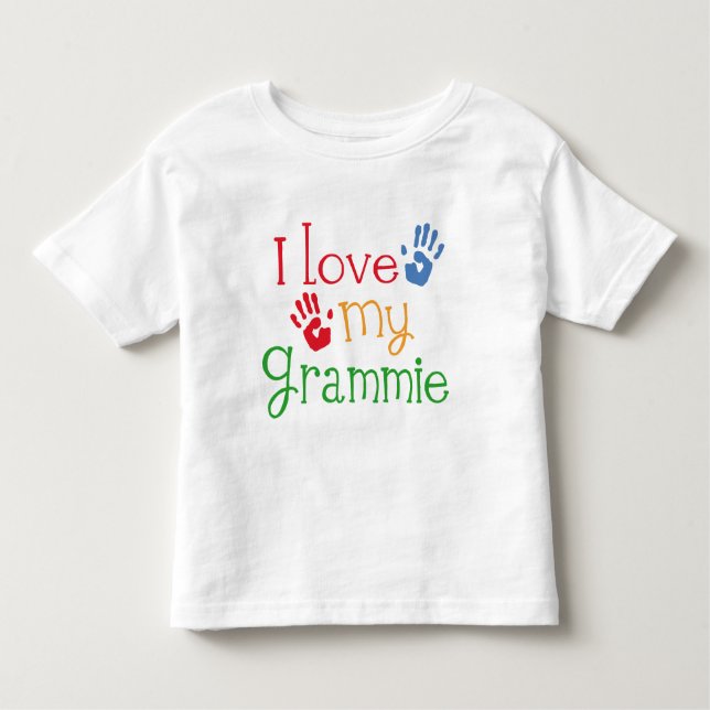 Camiseta Infantil Eu amo meu Grammie Handprints (Frente)