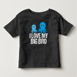 Camiseta Infantil Eu Amo Meu Grande Irmão Bonito Octopus