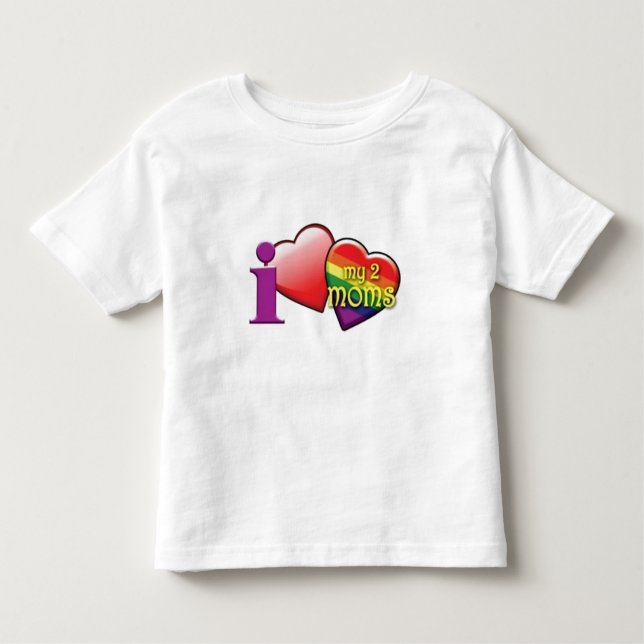 Camiseta Infantil Eu amo meu t-shirt da criança de duas mães (Frente)