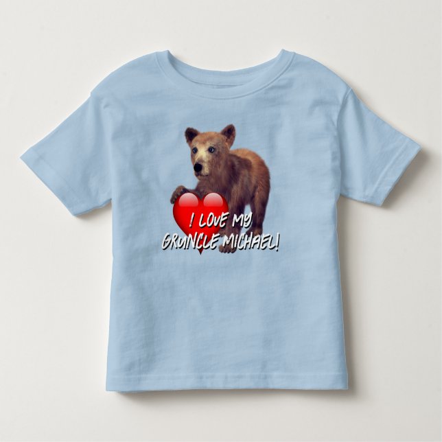 Camiseta Infantil "Eu Amo Meu Tio!" Cubo de Urso (Frente)