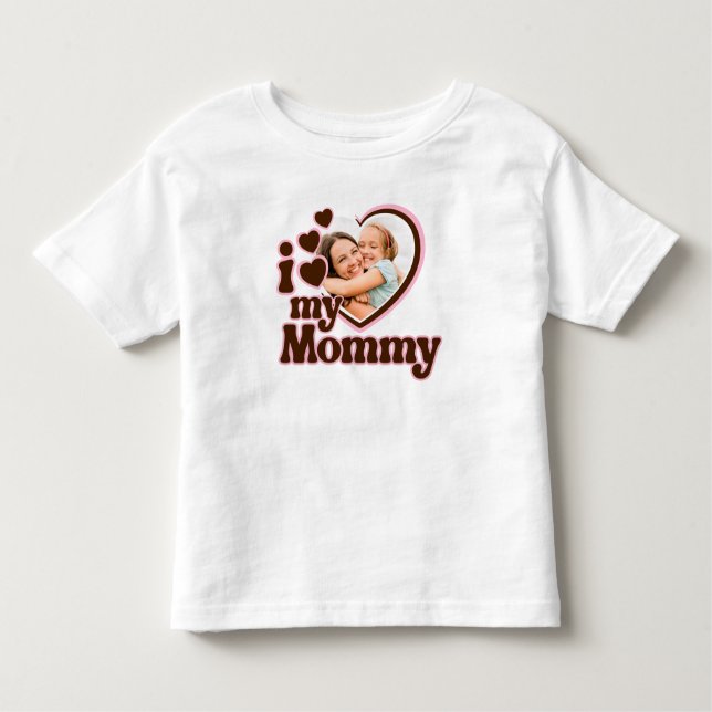 Camiseta Infantil Eu Amo Minha Mamãe Pink Brown Photo (Frente)