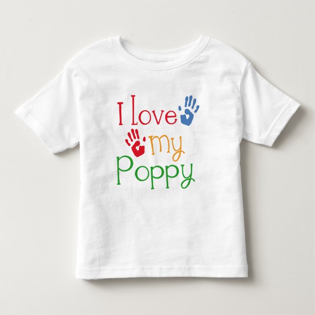 Camiseta Infantil Eu amo minha papoila (Handprints) (Frente)