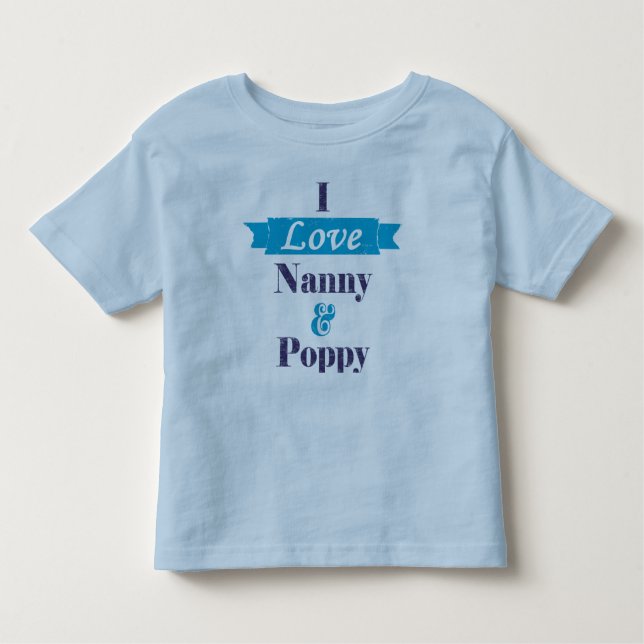 Camiseta Infantil Eu amo o baby-sitter e a papoila - bandeira azul (Frente)